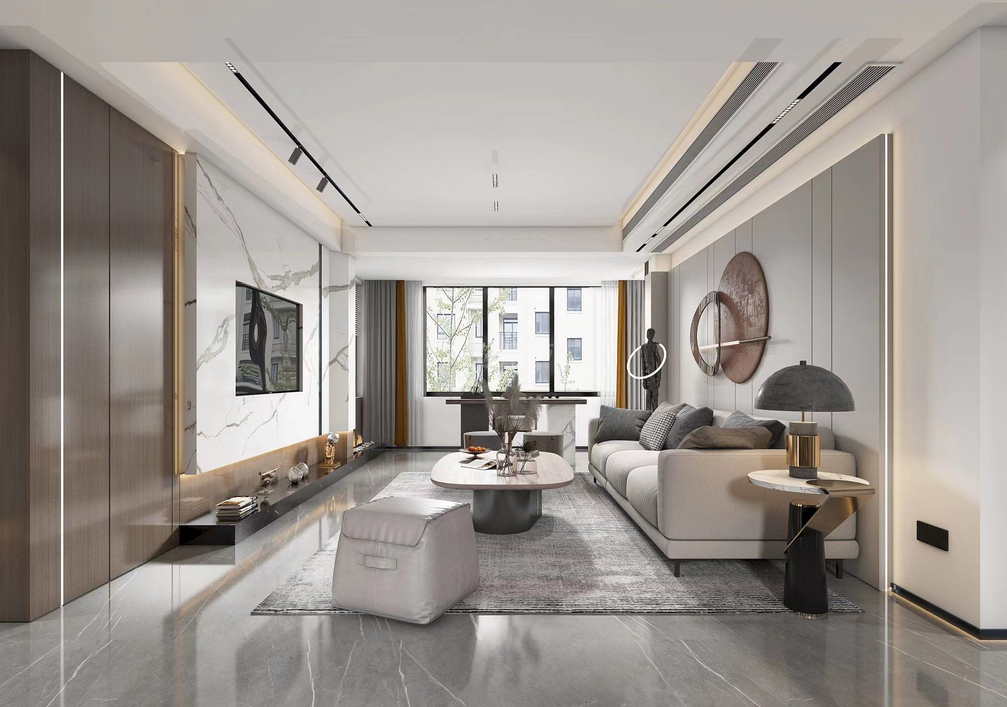 优优家园133㎡客厅现代简约装修风格效果