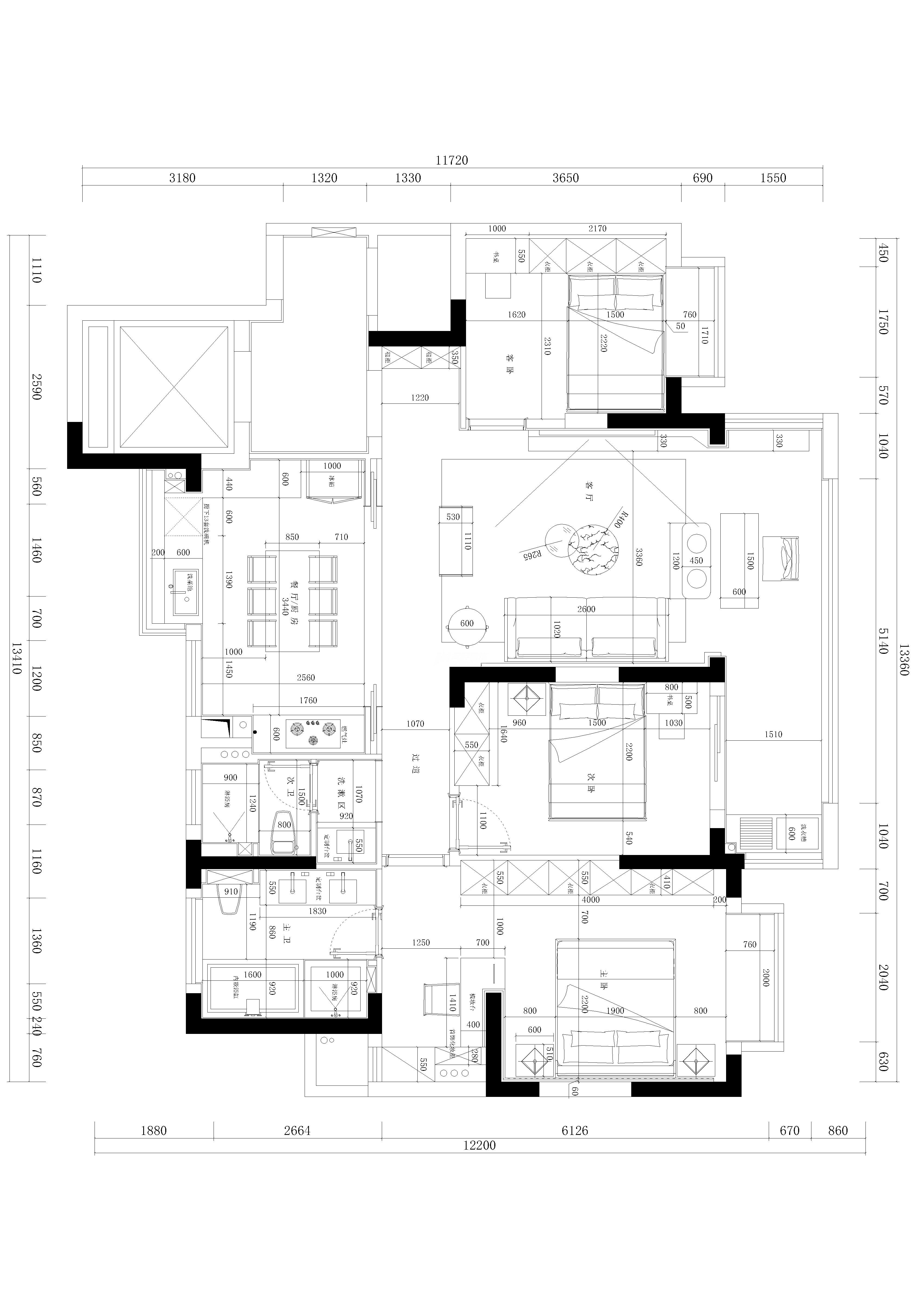 优优家园133㎡平面图
