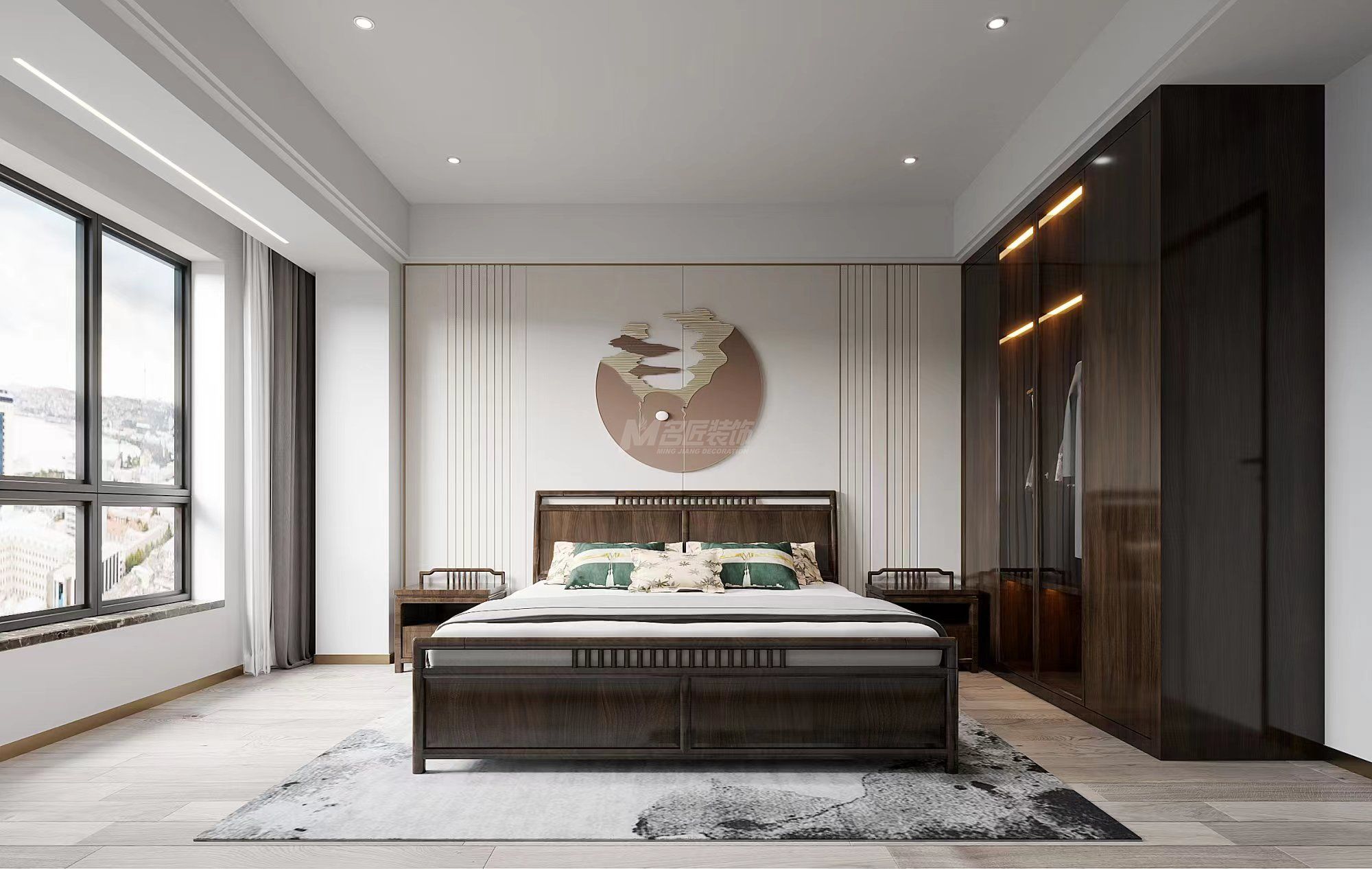 万科朗润150㎡次卧新中式装修风格效果图