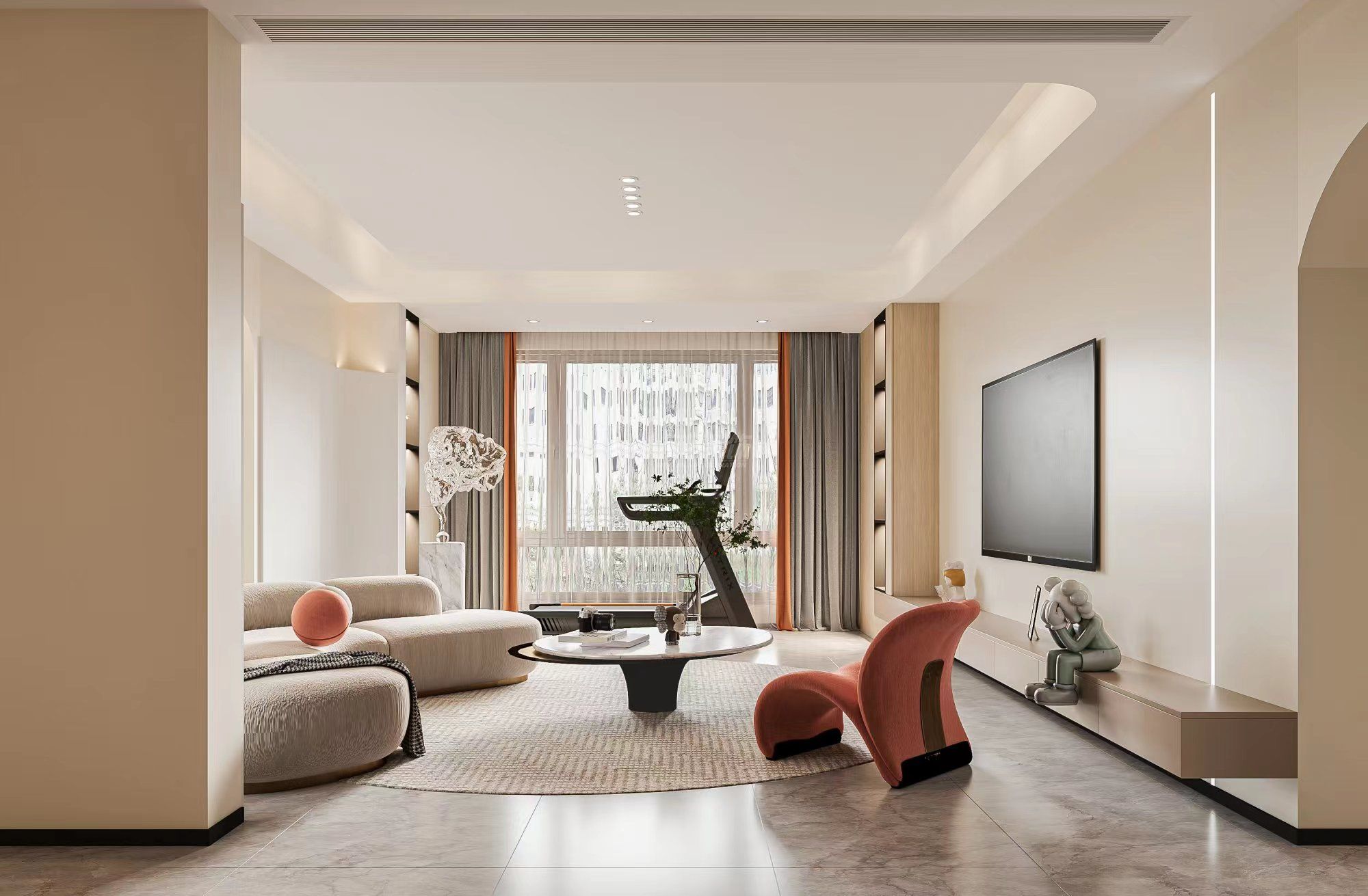 南宁广源华府128㎡客厅现代简约装修风格效果图