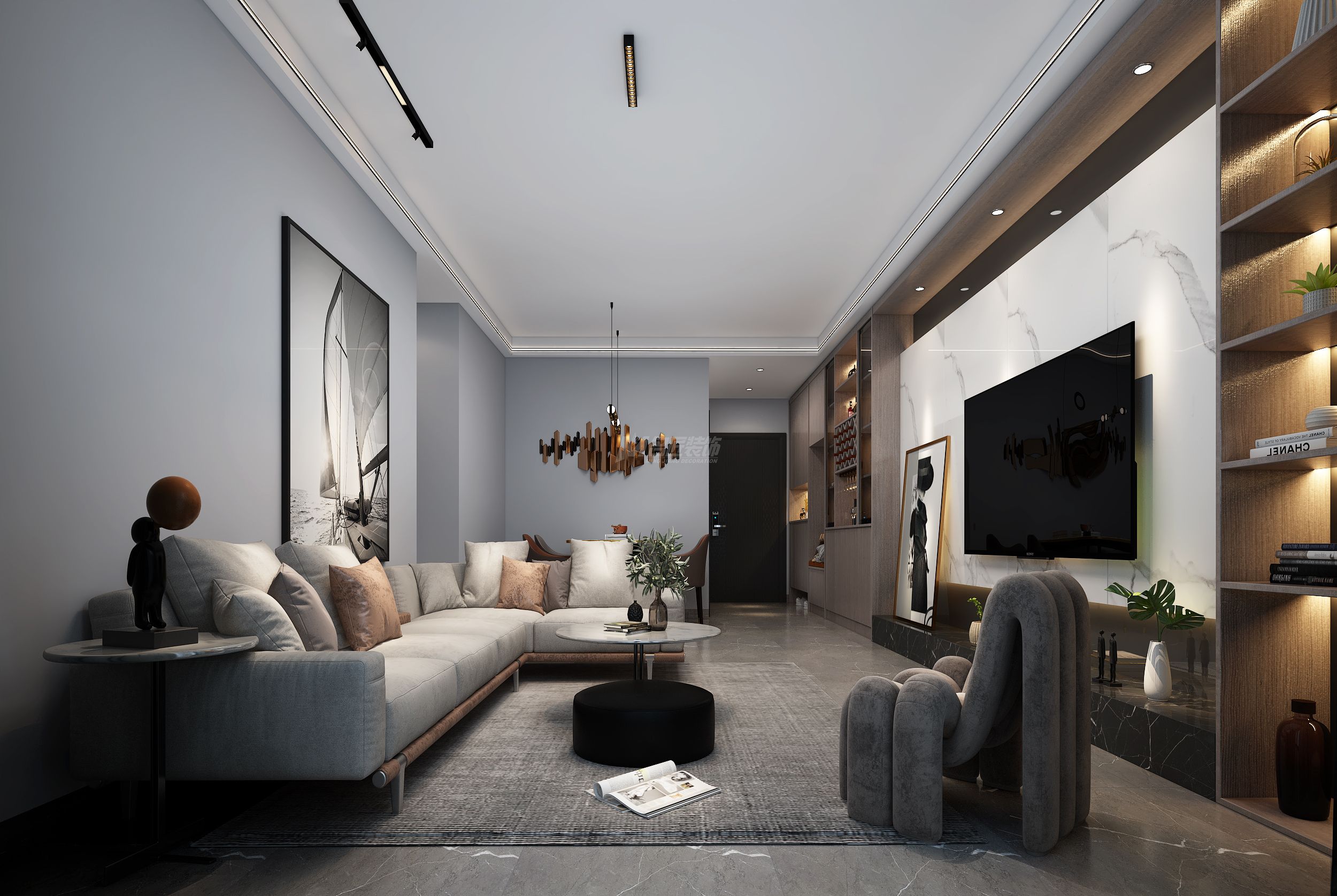 阳光城丽景湾130㎡客厅现代简约装修风格效果图