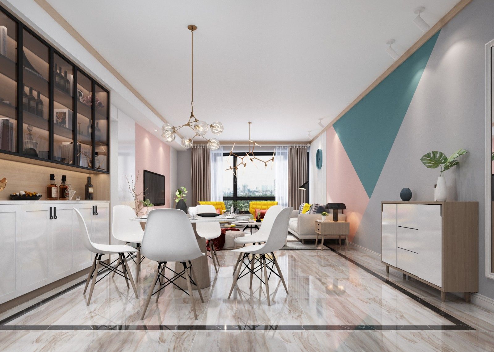 梦之岛水晶城130㎡餐厅北欧装修风格效果图