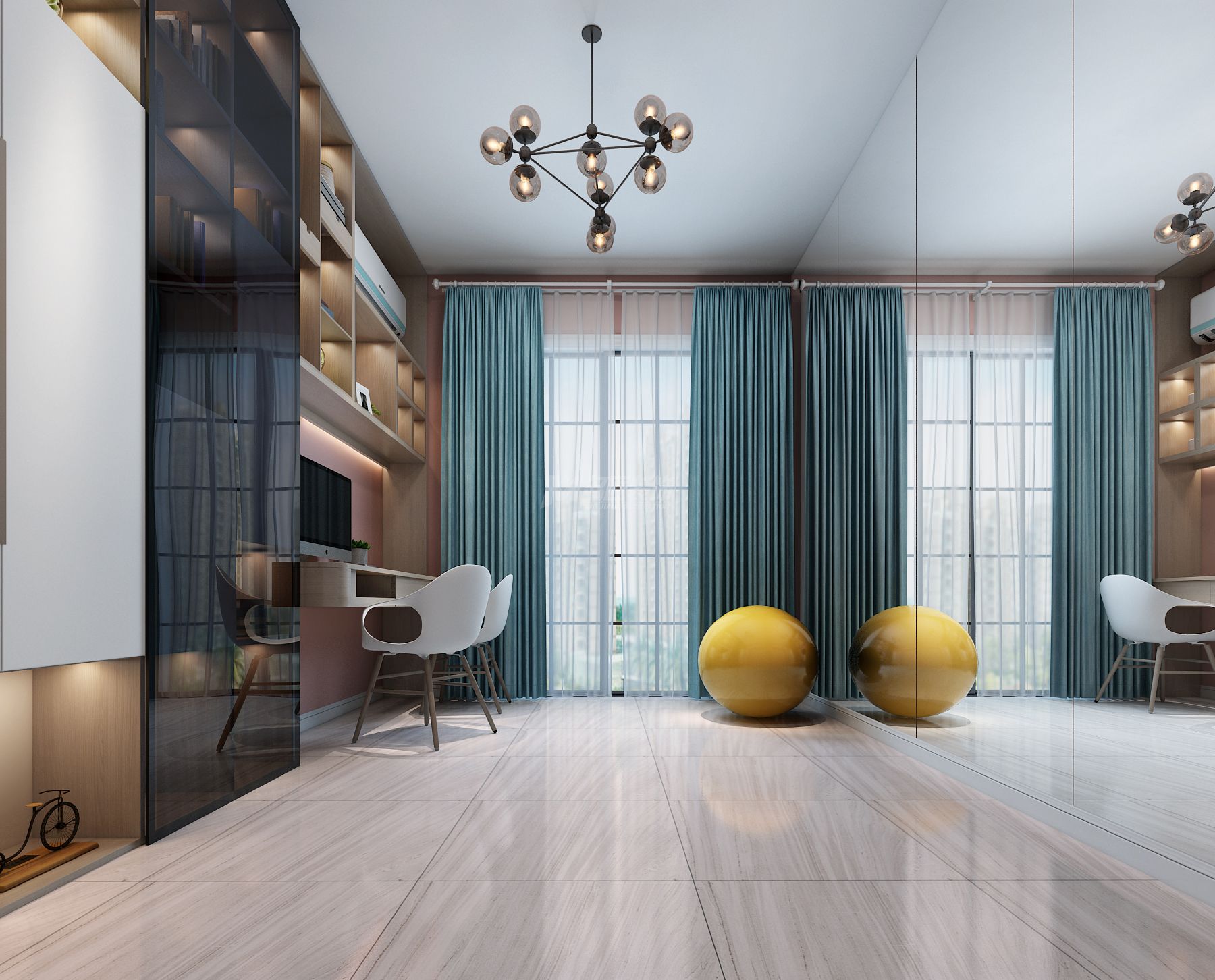 梦之岛水晶城130㎡书房北欧装修风格效果图