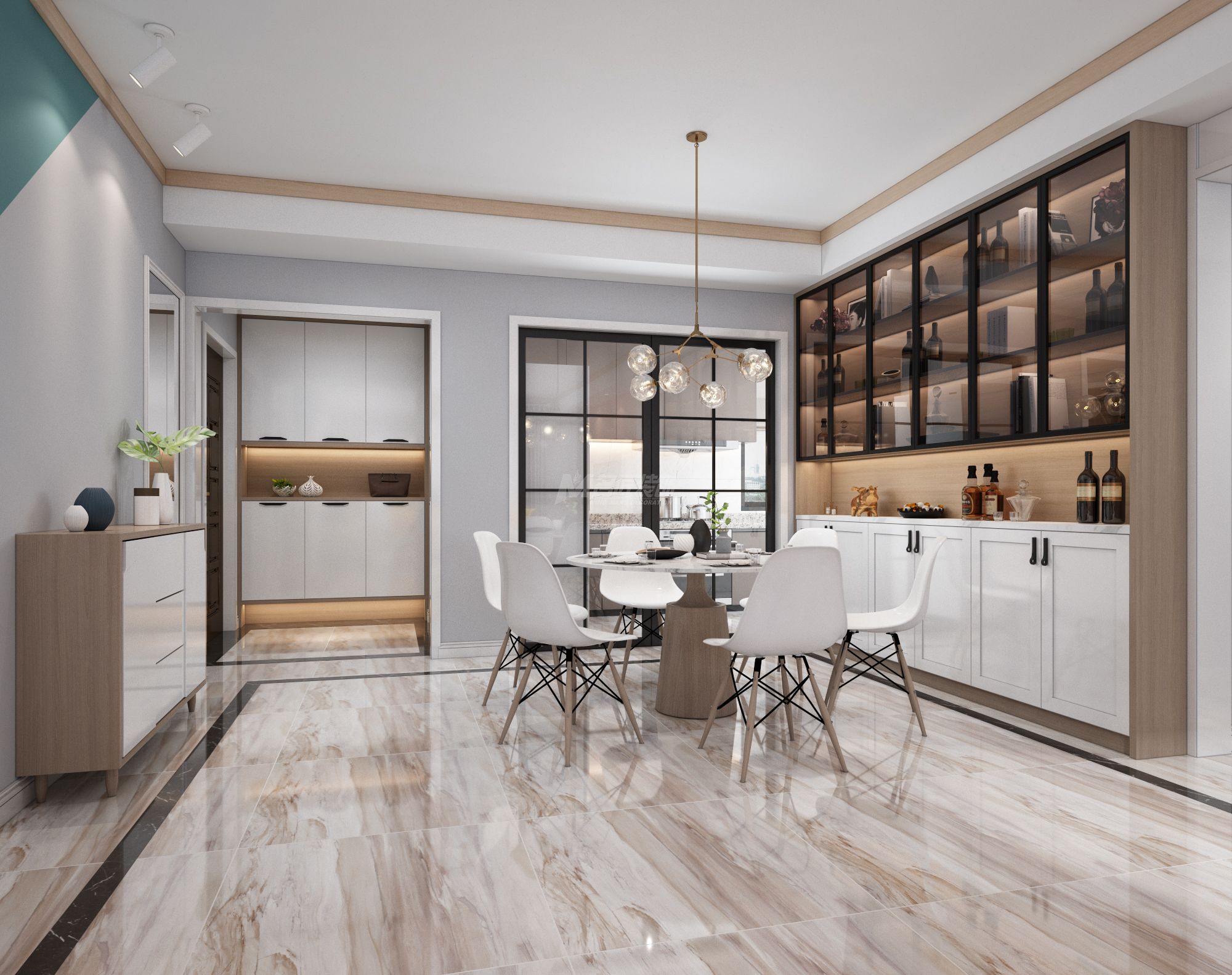 梦之岛水晶城130㎡餐厅北欧装修风格效果图