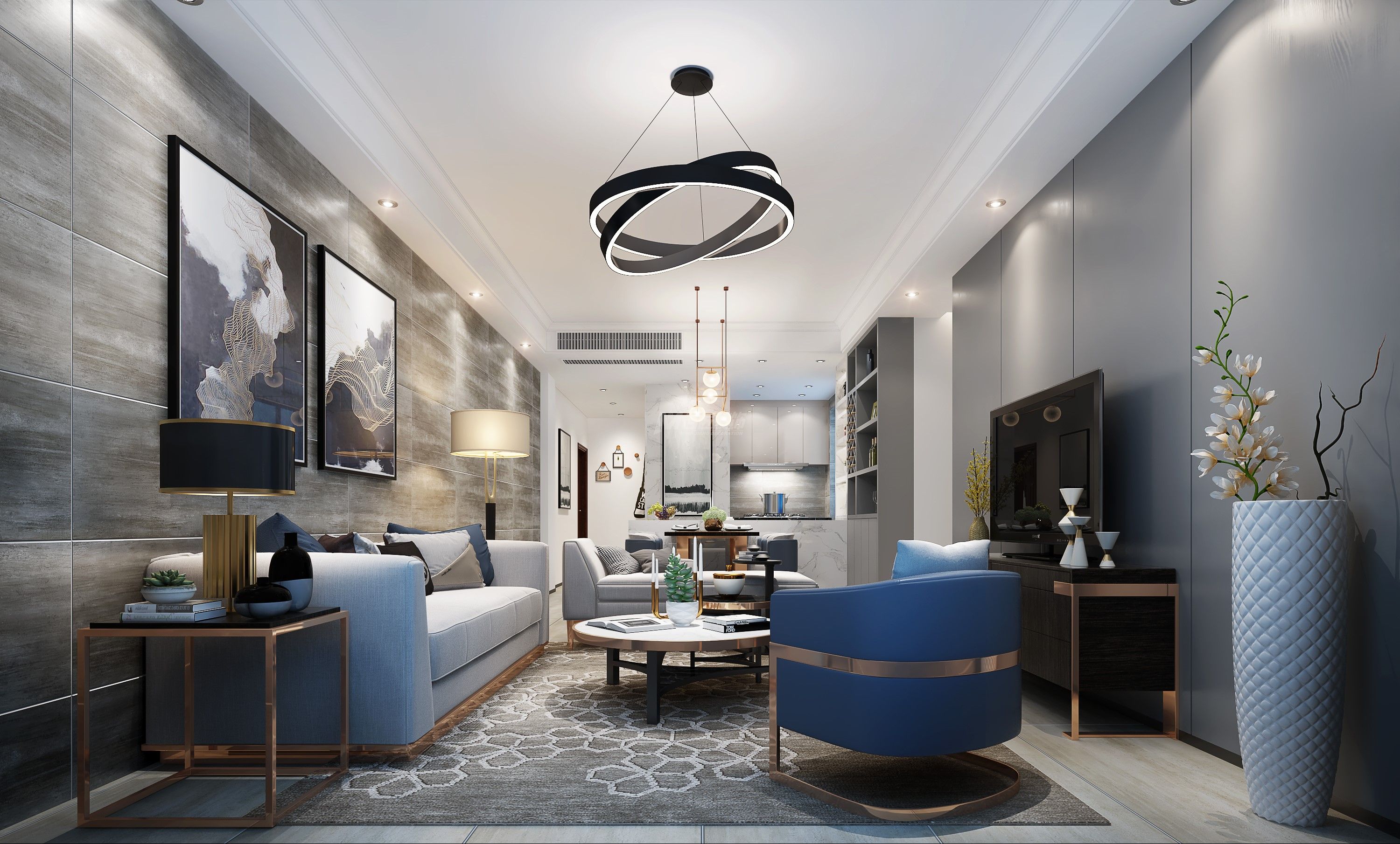 金源一品120㎡客厅现代装修风格效果图