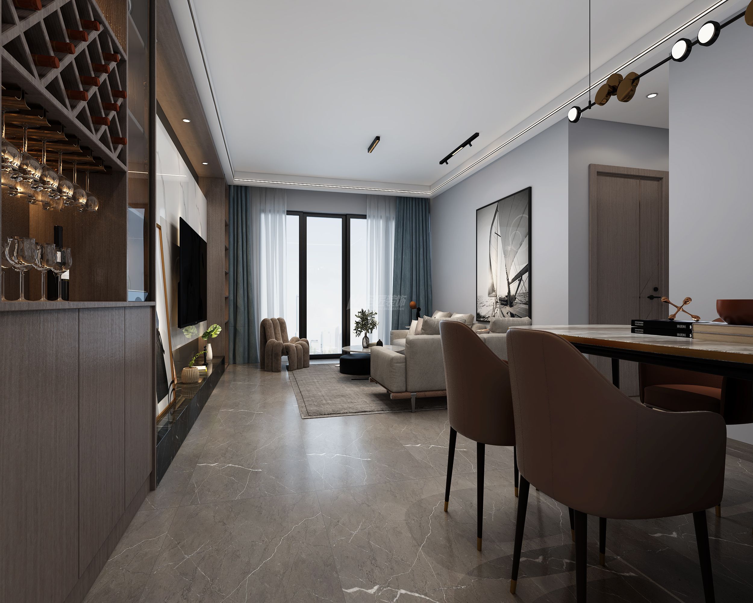 阳光城丽景湾130㎡客餐厅现代简约装修风格效果图