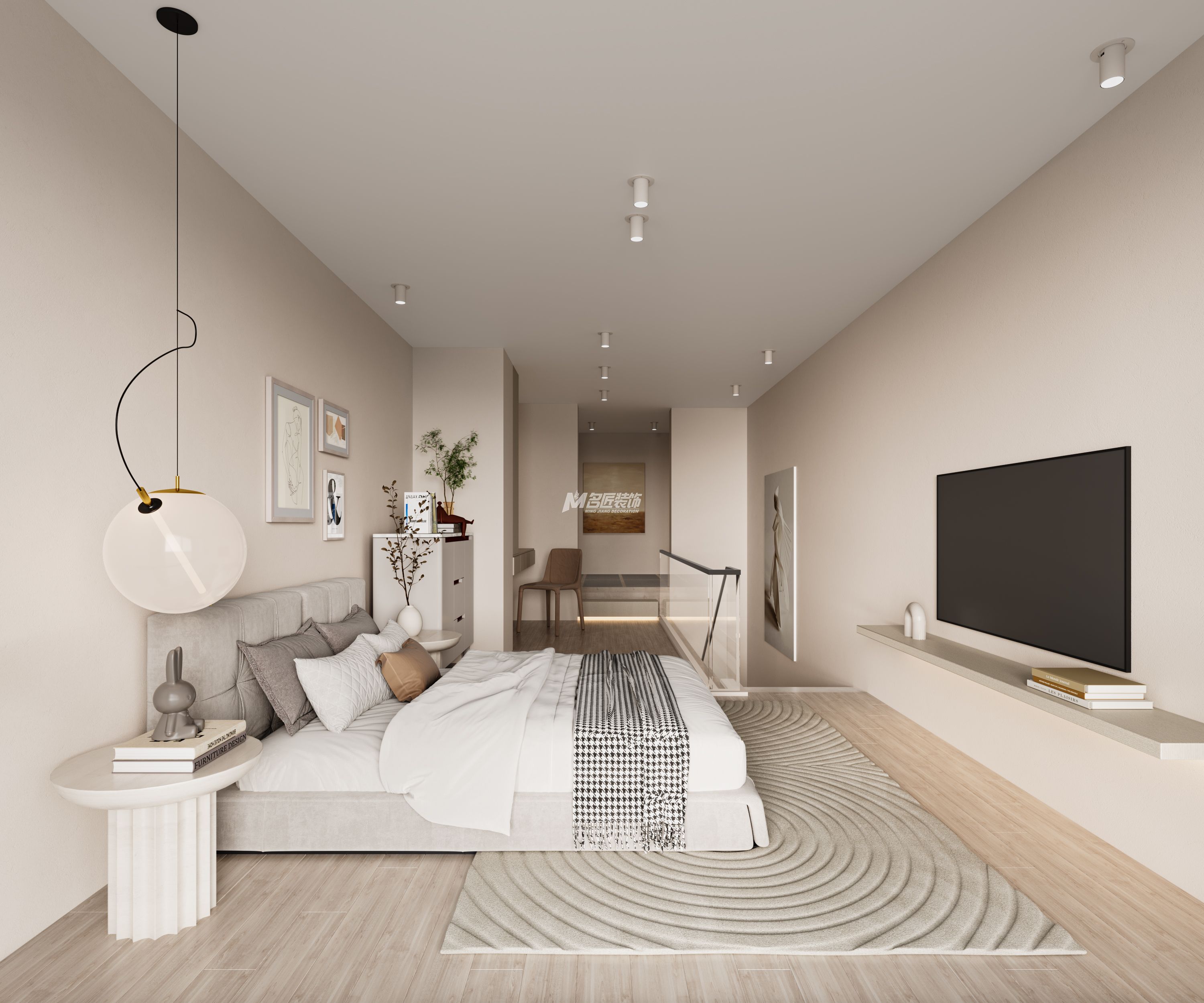 南宁北大龙廷50㎡现代简约主卧装修风格效果图